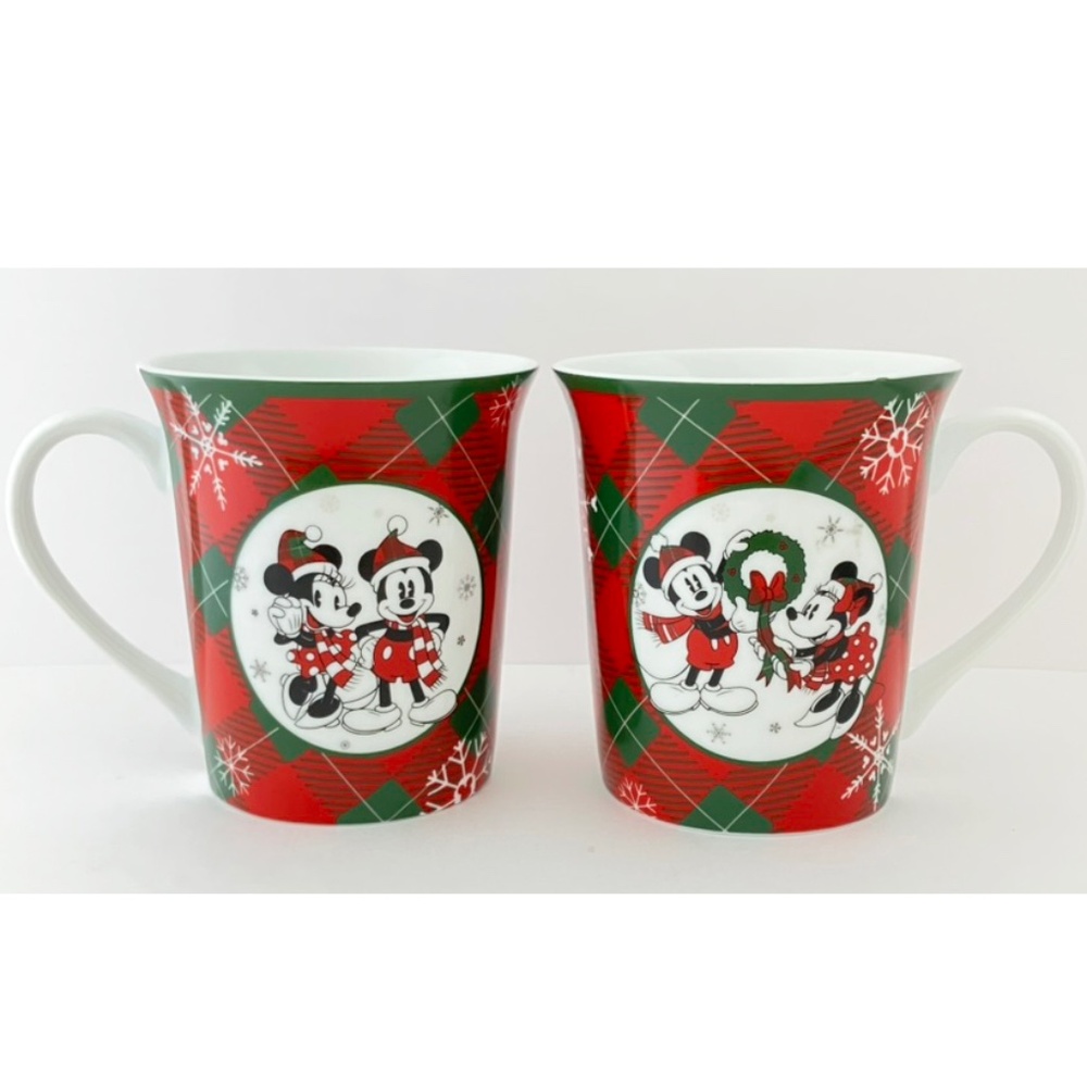 Mug Mickey and Minnie Christmas Fun by ZRIKE Set of 2 Christmas Plaid Snowflakes